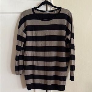 Vince Black and Gray Striped Women's Sweater